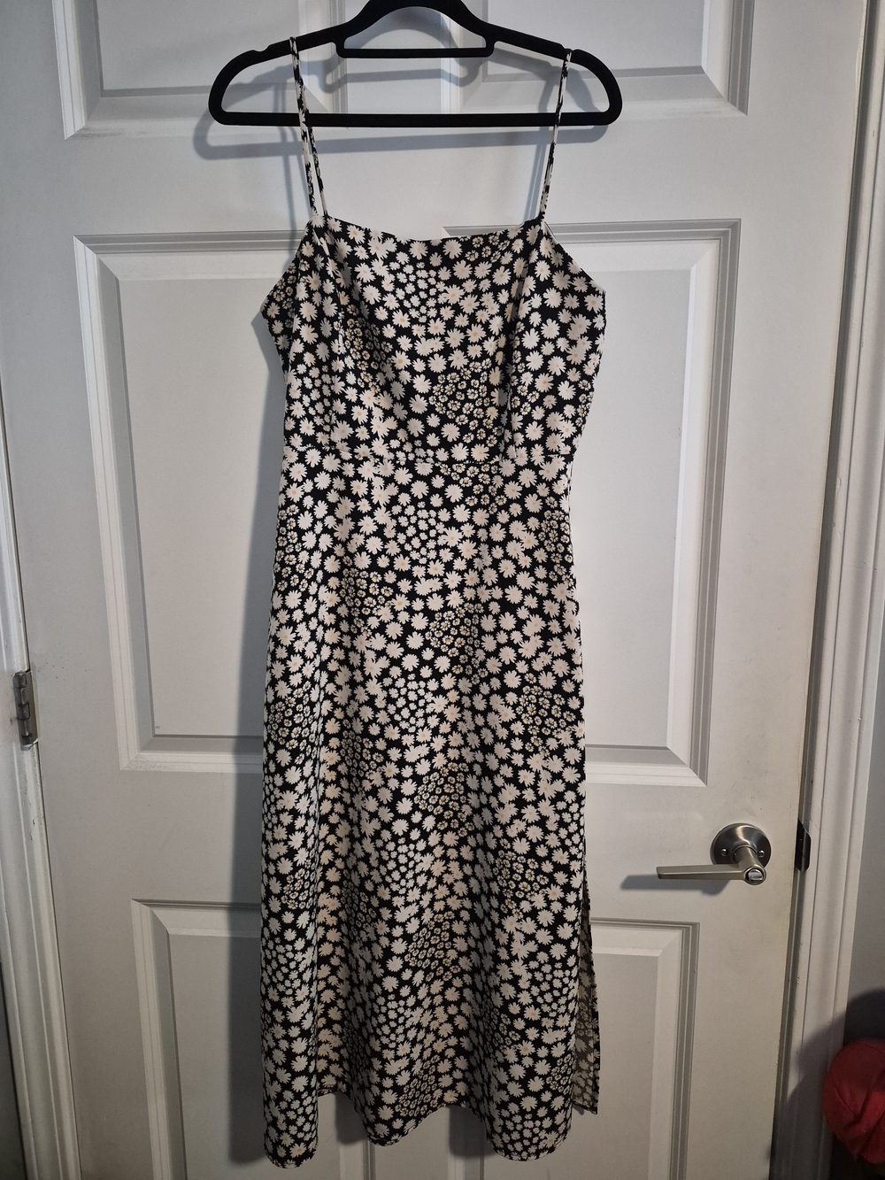 Lush Black, White and Yellow Floral Print Whimsygoth Midi Dress